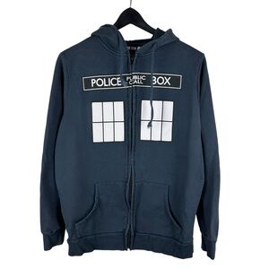 Mens Y2K Ripple Junction Doctor Who Police Box Band Full Zip Hoodie Size M